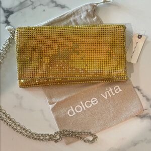 NWT Dolce Vita‎ Chainmail Yellow Clutch